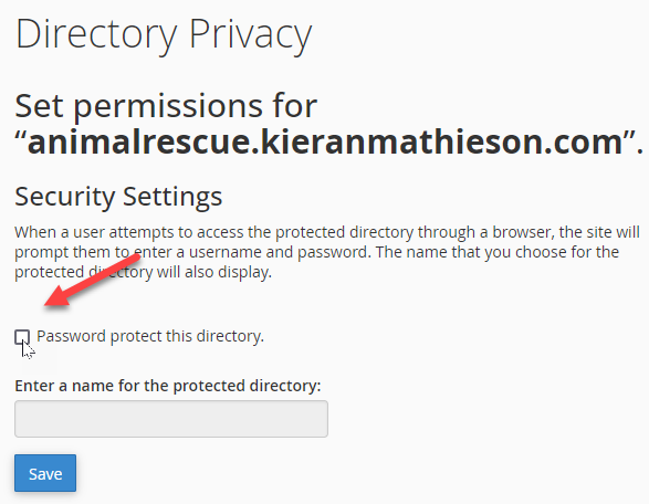 Protect checkbox