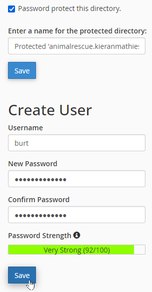 Username and password